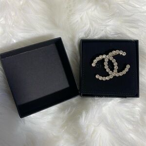 Authentic Chanel Crystal CC Logo Brooch